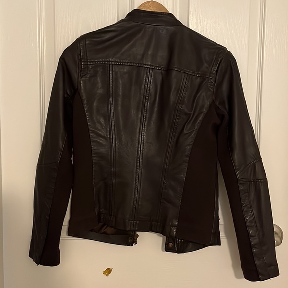 Mango Brown Leather Jacket in XXS - Picture 2 of 2